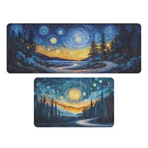 lot 18326 image: XTCWJS Galaxy Kitchen Rug 2 Piece Set Star Night Sky Abstract Forest Tree Kitchen Rugs and Mats Decor Kitchen Floor Mat Set Non-Skid Washable Kitchen Runner Rug 17x3017x47 Inches