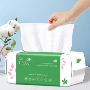 lot 18327 image: Disposable Face Towel, 100 Count Biodegradable Face Towels, for Washing Soft Cotton Dry Wipes Facial Cloths Towelettes for Washing and Drying, Facial Tissue for Cleansing