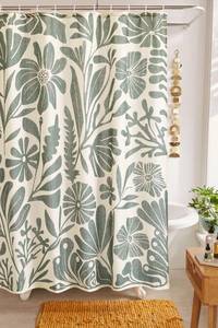 lot 18331 image: RoomTalks Vintage Floral Faux Linen Shower Curtain Extra Long 84 Inches - 210GSM Heavy Duty Modern Farmhouse Matisse Flowers Plants Botanical Shower Curtain Set Aesthetic Bathroom Decor