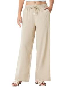 lot 18335 image: Womens Palazzo Pants for 2931 Flowy Travel Wide Leg Yoga Pants 2026 Ladies Casual Summer Loose Beach Lounge Khaki