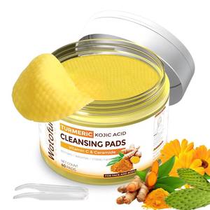 lot 18353 image: Turmeric Kojic Acid Cleansing Pads For Face, 60 Pcs Kojic Acid And Turmeric Cleansing Pads For Exfoliation, Turmeric Pads For Face Cleansing