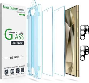 lot 18375 image: amFilm Auto-alignment OneTouch for Samsung Galaxy Screen Protector  Camera Lens Protector, Tempered Glass, 30 seconds Installation, Bubble Free, Case Friendly, Anti-Scratch 22 Pack (S24U-6.8)