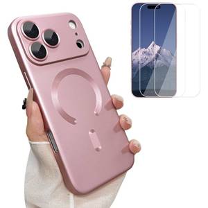 lot 18376 image: ankofave Magnetic for iPhone 17 Pro Max Phone Case for Women, Compatible with MagSafe Matte Soft Metallic Design with Lens Protectors and 2 Screen Protectors for iPhone 17 Pro Max 6.9-Pink
