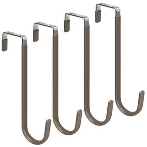 lot 18382 image: FYY Over The Door Hooks, 4 Pack Upgraded Long Door Hangers Hooks with Rubber Prevent Scratches Heavy Duty Organizer Hooks for Hanging Clothes, Towels, Hats, Coats, Bags Brown