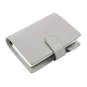 lot 18383 image: Moterm Personal Elite Rings Planner - Genuine Leather Binder Organizer without Big Back Pocket (Pebbled-Gray, 25mm Ring)