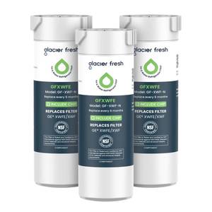 lot 18386 image: GLACIER FRESH Water Filter Compatible with XWFE (Built-in CHIP), Replacement for GE XWFE, XWF Refrigerator Water Filter NSFANSI 42 Certification Pack of 3