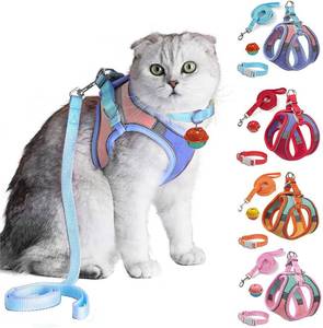lot 18411 image: JSXD Cat Harness,Leash and Collar Set,Escape Proof Kitten Vest Harness for Walking,Easy Control Night Safe Pet Harness with Reflective Strap and Bell for Small Large Kitten,Fit for Puppy,Rabbit