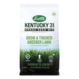 lot 19872 image: Scotts Kentucky 31 Grass Seed Mix for New Lawns or Overseeding, Grows Thicker and Greener vs. Other Kentucky 31 Mixes, Covers up to 1,750 sq. ft.
