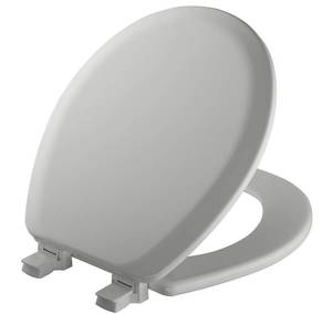 lot 19873 image: Mayfair Cameron Silver Toilet Seat, Non Slip Heavy Duty Wood, Easy Clean, Made in USA, Round (cosmetic damage)