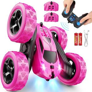 lot 19879 image: QUNREDA RC Cars, Rose Remote Control Car for Girls, 2.4 GHZ Double Sided RC Stunt Car 360° Rotating Remote Control Crawler with Headlights Car Toys for 6 7 8 9 10 11 12 Girls Birthday Gift