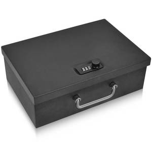 lot 19881 image: TOTOY Portable Fireproof Document Box with 3-digit Combination Lock, Safe Box for Valuables, Hand Held Storage Lock Box for Documents, Passport, Cash, Tablet