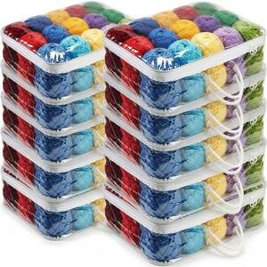 lot 19895 image: Shinylin 10 Pack Clear Yarn Storage Bags Bulk, 12 x 16 x 4 Inches Yarn Storage Organizer Tote Bag for Knitting Needles Crochet Hooks Wool Balls and Unfinished Project (White)