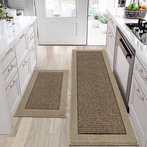 lot 19900 image: BEQHAUSE Kitchen Rugs and Mats Set of 2 Non-Slip Kitchen Mats for Floor, Absorbent and Stain Resistant Kitchen Runner, Machine Washable Rugs for Kitchen, Laundry & Sink, 24x3624x60, Taupe