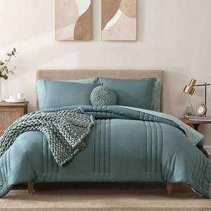 lot 19905 image: Monbix Queen Comforter Set - 7 Pieces Blue Green Bed in a Bag Queen Bedding Sets with Comforters, All Seasons Comforter Bed Set with Sheets,Pillowcases & Shams