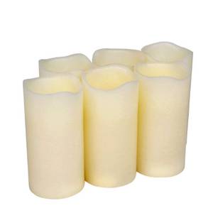 lot 19906 image: H-BLOSSOM Flickering Flameless Candles Battery Operated Real Wax Pillar Candles LED Candles with Cycling 5H Timer Pack of 5 (3 x 6) (ONLY 5)