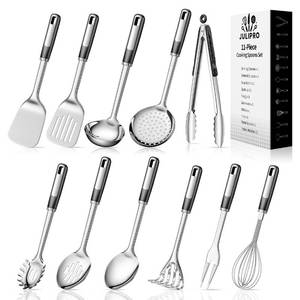 lot 19917 image: Stainless Steel Kitchen Utensil Set �� Premium Thickened Cooking Utensils Set, Silver Kitchen Tools Set for Cooking, Dishwasher Safe Kitchen Tool Set