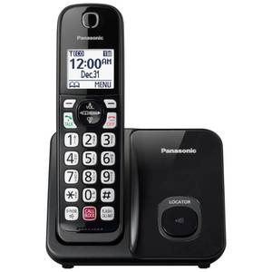 lot 19921 image: Panasonic Cordless Phone with Advanced Call Block, Bilingual Caller ID, Easy to Read Large High-Contrast Display, Expandable System with 1 Handset, KX-TGD810B (Black)
