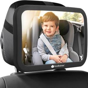 lot 19922 image: KeaBabies Baby Car Seat Mirror - Wide Shatterproof Backseat Infant Car Mirror for Baby Rear Facing, Crystal Clear View, Travel Accessories, Easy Install & Adjust for Removable Headrest (Matte Black)
