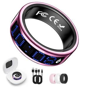 lot 20430 image: Smart Ring for Women & Men, Fitness & Health Tracker with Display Screen, IP68 Waterproof Smart Rings for Health Monitoring, Fitness Tracker Ring with Call Notification, No App Fees (Pink, 10#)