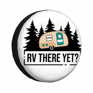 lot 20443 image: MIYASANG Rv There Yet Quote Spare Tire Cover Park Travel Campfire Outdoor Expedition Weatherproof Universal Wheel Protectors Camper Tire Covers for Trailer Rv Travel(17 inch)