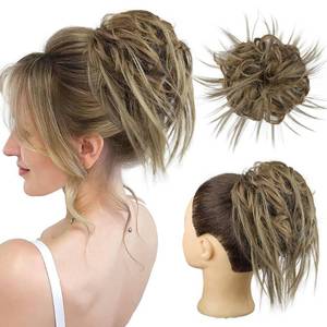 lot 20450 image: HMD Tousled Updo Messy Bun Hairpiece Hair Extension Ponytail with Elastic Rubber Band Updo Ponytail Hairpiece Synthetic Hair Extensions Scrunchies Ponytail Hairpieces for Women