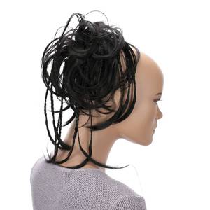 lot 20454 image: CAISHA Jumbo Scrunchie Braided Updo Wavy Messy Bun Hairpiece Black-Brown G17D