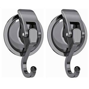 lot 20458 image: Apkhgtb 2 Pack Suction Cup Hooks for Shower, Bathroom, Kitchen, Glass Door, Mirror, Tile �� Loofah, Towel, Coat, Bath Robe Hook Holder for Hanging �� Waterproof Wreath Hanger (2Pack, Gun-Grey)