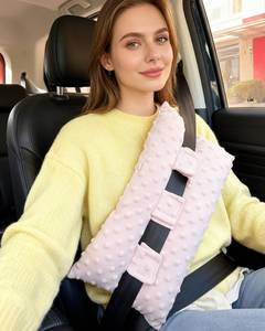 lot 20459 image: MUPEAK Seat Belt Pillow for Mastectomy Post Surgery, Ultra Soft, Hysterectomy Pillow Post Surgery with Pocket, Seatbelt Cushion for Heart Surgery C Section Bypass Chemo Port Recovery Pillow, Pink
