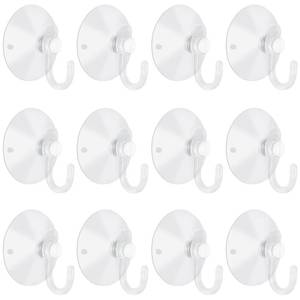 lot 20465 image: LuluEasy 10 Pieces Small Suction Cups with Hooks 1.2 inch Clear Plastic Sucker Hooks for Glass Window Wall Festivals Parties Theme Carnival Decoration Door Bathroom Kitchen