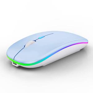lot 20477 image: WREANU Wireless Bluetooth Mouse Rechargeable Laptop Mice with LED Lights Silent Slim Use(BT5.2 and 2.4G Portable USB) Dual Mode Computer Mouse for LaptopiPadTabletAppleComputerMac (Blue)