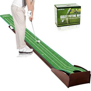 Eleko Meyar Putting Green Portable Indoor Putting matï¼Includes Putting Practice Ball, Wrinkle-Free Mat, and Solid Wood Construction â Suitable for Office, Living Room, Outdoor Golf Gift (Green)