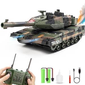 lot 3625 image: Hitish RC Tank that Shoots for Kids - 2.4Ghz Remote Control Army Tank Toys with Auto Demo Sound Light Smoke - 13 Channel Military Vehicles Model Gift for Adults Boys Age 6-8 9-12, Army Green