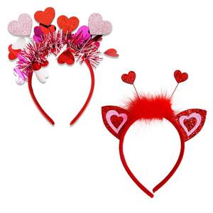 lot 4051 image: Colodeol Valentines Day Headband, Heart Headband,Valentines Headpiece Party Decoration Accessories for Women Kids Adults (red 2)