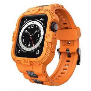 lot 4052 image: GELISHI Bands Compatible for Apple Watch Band 45mm 44mm 42mm, Men Sport Rugged Band with Protective Case for Watch Series 9 8 7Series 6 SE 5 4 3, Orange