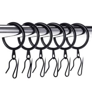 lot 4063 image: Hotop 30 Pcs Metal Drapery Curtain Rings 0.981.261.65 inch Interior Diameter and 30 Pcs Hanging Curtain Drapery Pin Hooks for Window Door Shower(Black,32 mm)