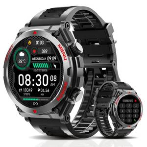lot 4064 image: Jdcrsj Military Smart Watch, 1.52-Inch Smartwatch with Text and Call, 247 Heart Rate Sleep Monitor, Blood Oxygen, and Activity Trackers - Compatible with iPhone and Android, for Men and Women