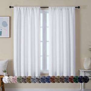 lot 4073 image: Simplebrand Ava Pure White Curtains for Bedroom 63 Inch Length 2 Panels Set, Light Filtering Window Treatment, Light Filtering Curtain Drapes, Soft Casual Rod Pocket Privacy Curtains, W40 x L63 Inch