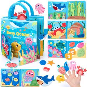 lot 4075 image: hahaland Ocean Busy Book for Toddlers 1-3, Montessori Toys Sensory Activity Busy Board, Travel Toy for 1 2 3 Year Old Boys Girls, Educational Fine Motor Skills Learning Toy, Toddler Birthday Gift