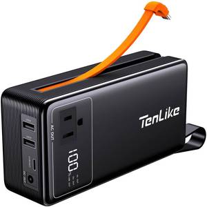 lot 4079 image: Portable Power Station with AC Outlet Power Bank for Camping Essentials Small Electric Mini Generator Large Lithium Battery Plug in Output 60W Type-C Laptop Home Backup Outdoor Emergency 99.9Wh, Black