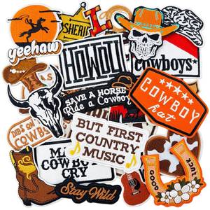 lot 4092 image: 23PCS Western Iron On Patches Cowboy Embroidered Patches for Hats Jackets Backpacks Clothing