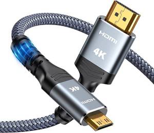 lot 4093 image: Highwings Mini HDMI to HDMI Cable 10FT, 4K 60Hz High Speed HDMI to Mini HDMI Cable Male Bi-Directional 2.0 Cord, for HDTV, Tablet, Camera and Camcorder Aluminum Shell, Nylon Braided