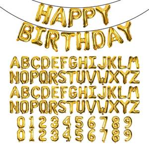 lot 4101 image: 85 PCS 16 Gold Letter Number Balloons, Happy Birthday & 2 Sets of A-Z 0-9, Foil Mylar Aluminum Hanging Alphabet for Graduation New Year eve Birthday Party Decorations