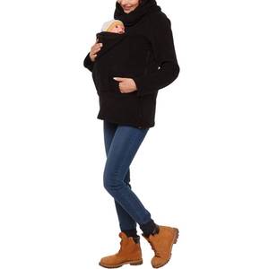 lot 4103 image: amropi Womens Kangaroo Sweatshirt for Mom and Baby Carrier Maternity Coat Fleece Jacket Black,XXL