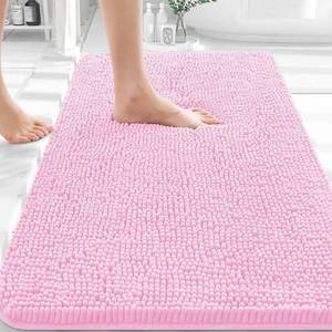 lot 4104 image: OLANLY Bathroom Rugs 30x20, Extra Soft Absorbent Chenille Bath Rugs, Rubber Backing Quick Dry, Machine Washable Bath Mats for Bathroom Floor, Tub and Shower, Home Decor Accessories, Pink