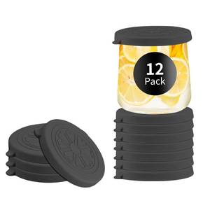 lot 4115 image: VOLCANOES CLUB Oui Yogurt Jar Lids Silicone  Covers Fit For 5 Oz Oui Yogurt Glass Jars  Perfect For Oui Yogurt Bottle with Label  Lids Only  Food-GradeLeakproofReusable  12Pcs Black