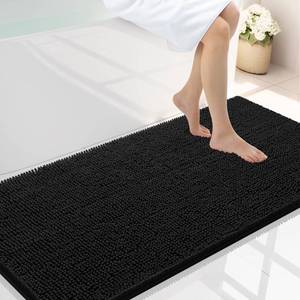 lot 4224 image: Smiry Luxury Chenille Bathroom Rugs 47x24, Extra Soft and Absorbent Shaggy Bath Mat, Machine Washable, Non-Slip Plush Carpet Runner for Tub, Shower, and Floor, Home Decor Accessories, Black