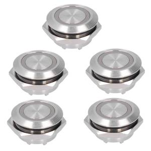 lot 4243 image: Momentary Push Button Switch with LED 19mm Ultra Thin Metal Tact Switch Buttons 5PCS DC 3-6V White