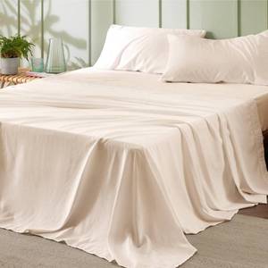 lot 4255 image: Bedsure Queen Sheet Set - 4 Pieces Soft Queen Size Sheets - Breathable & Cooling - Hotel Luxury - Easy Care Polyester Microfiber Bedding for Women, Men, Light Beige