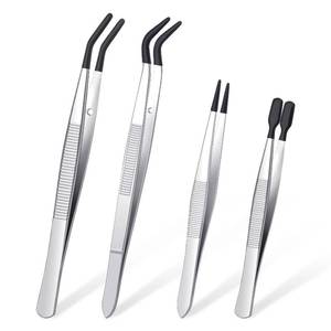lot 4271 image: DragonflyDreams 4 Pieces Tweezers with Rubber PVC Coated Set, Straight Tip Tweezers Rubber Flat Tip Long Bent Tweezer for Crafts Stamps Beads Jewelry Tools (Rubber Tweezer)