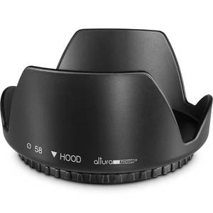 lot 4276 image: Altura Photo 58MM Tulip Flower Lens Hood for Canon EOS 77D 80D 90D Rebel T8i T7 T7i T6i T6s T6 SL2 SL3 DSLR Cameras with Canon EF-S 18-55mm f3.5-5.6 is Lens and Select Nikon Lenses